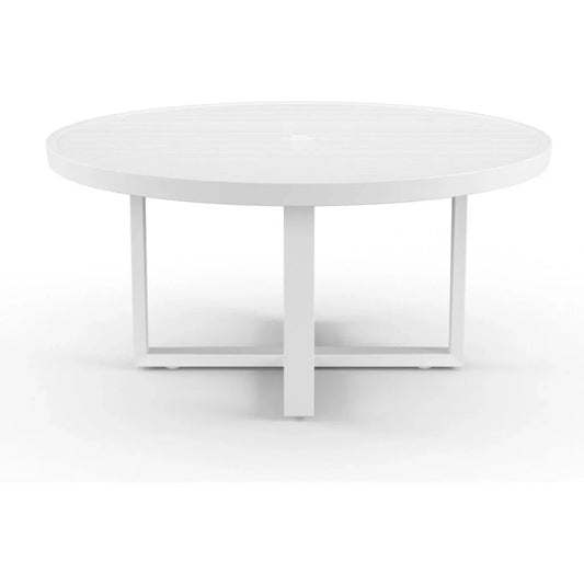 Newport Aluminum Round Outdoor Dining Table-Outdoor Dining Tables-Sunset West-60" Dia-LOOMLAN
