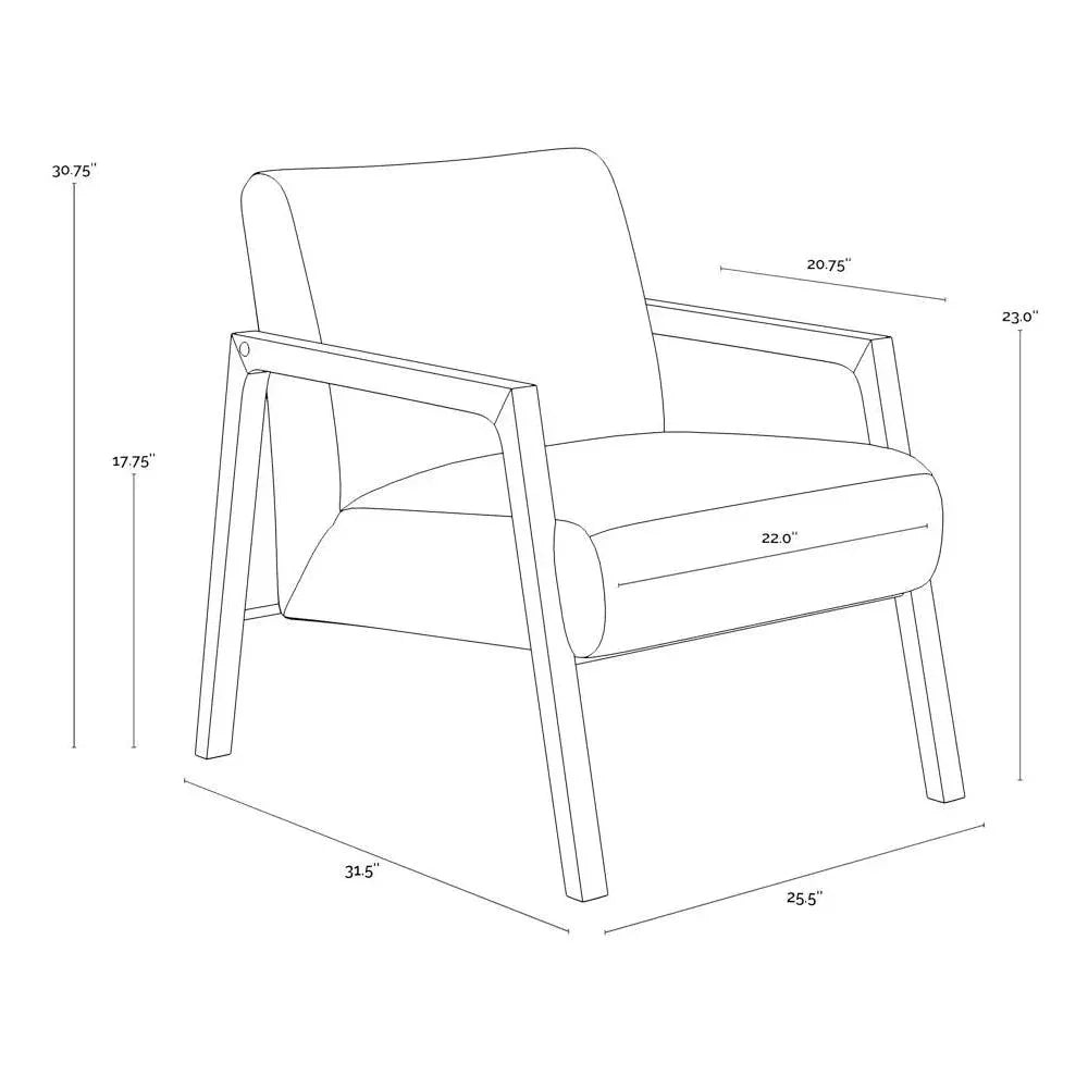 Neymar Lounge Chair Light Grey Leather Wood - LOOMLAN - SUNPAN - Accent Chairs