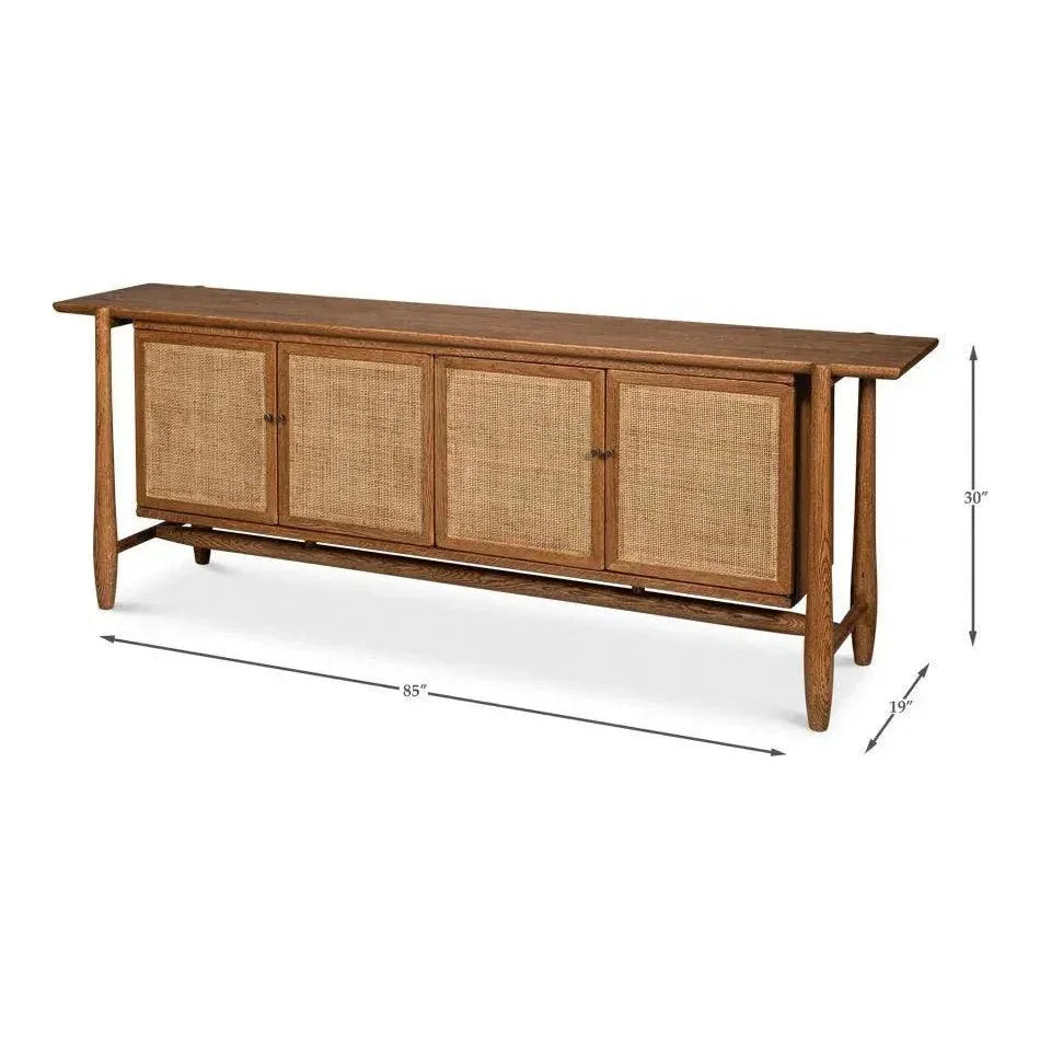 Nido Natural Wood 4 Door Rattan Sideboard - LOOMLAN - Sarreid - Sideboards