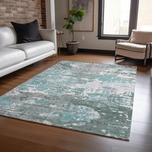 Nixane Blue Washable Indoor - Outdoor Rug - LOOMLAN - LOOMLAN Rugs - Outdoor Rugs