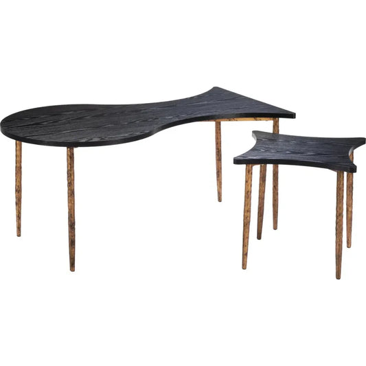 Norden Coffee Table Set (2 - Piece) Black & Bronze - LOOMLAN - Zuo Modern - Coffee Tables