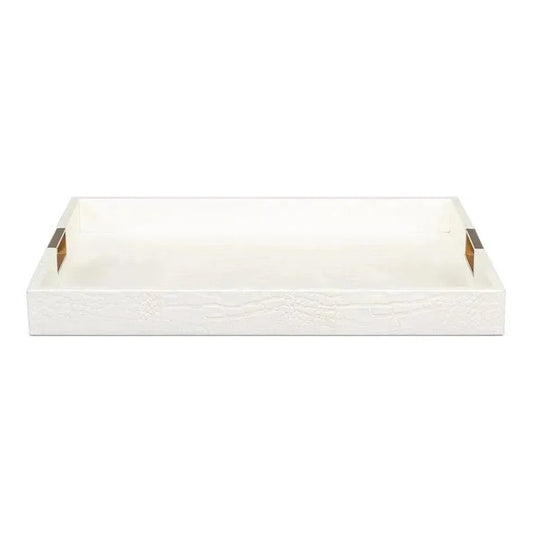 Norton Croco Leather and Brass Ivory Tray - LOOMLAN - Sarreid - Trays