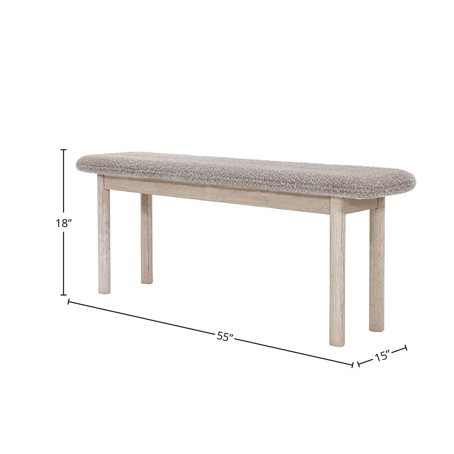 Oasis Grey Fabric Dining Bench