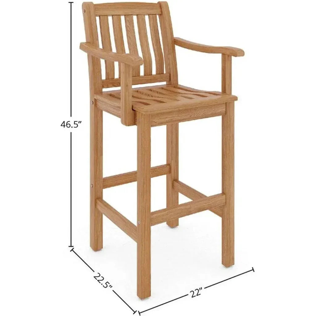 Oasis Teak Outdoor Bar Chair Sustainable-Outdoor Bar Stools-HiTeak-LOOMLAN