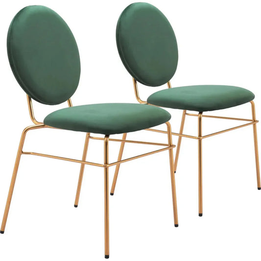 Odessa Green & Gold Armless Dining Chair 2PC - LOOMLAN - Zuo Modern - Dining Chairs