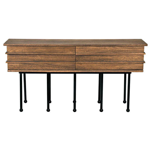 Oliver Steel Base Wooden Console Table - LOOMLAN - Noir - Console Tables