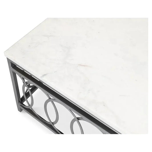 Olympia Square Coffee Table White Marble Top - LOOMLAN - Sarreid - Coffee Tables