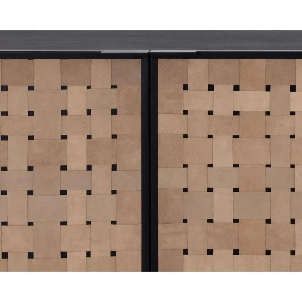 Omari Leather Wooden Sideboard - LOOMLAN - SUNPAN - Sideboards