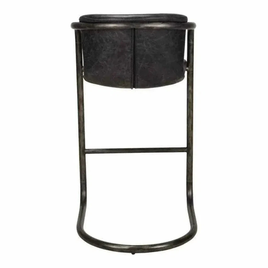 Onyx Black Leather Barstool - LOOMLAN - Moe's Home - Bar Stools