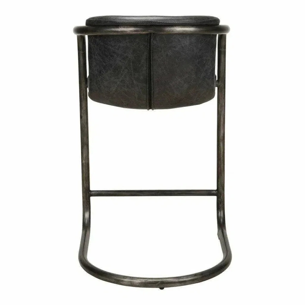 Onyx Counter Stool Black Leather Industrial - LOOMLAN - Moe's Home - Counter Stools