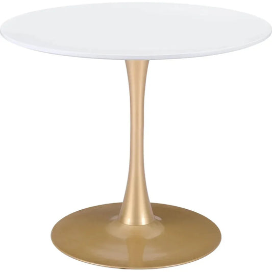 Opus Dining Table White & Gold-Dining Tables-Zuo Modern-LOOMLAN