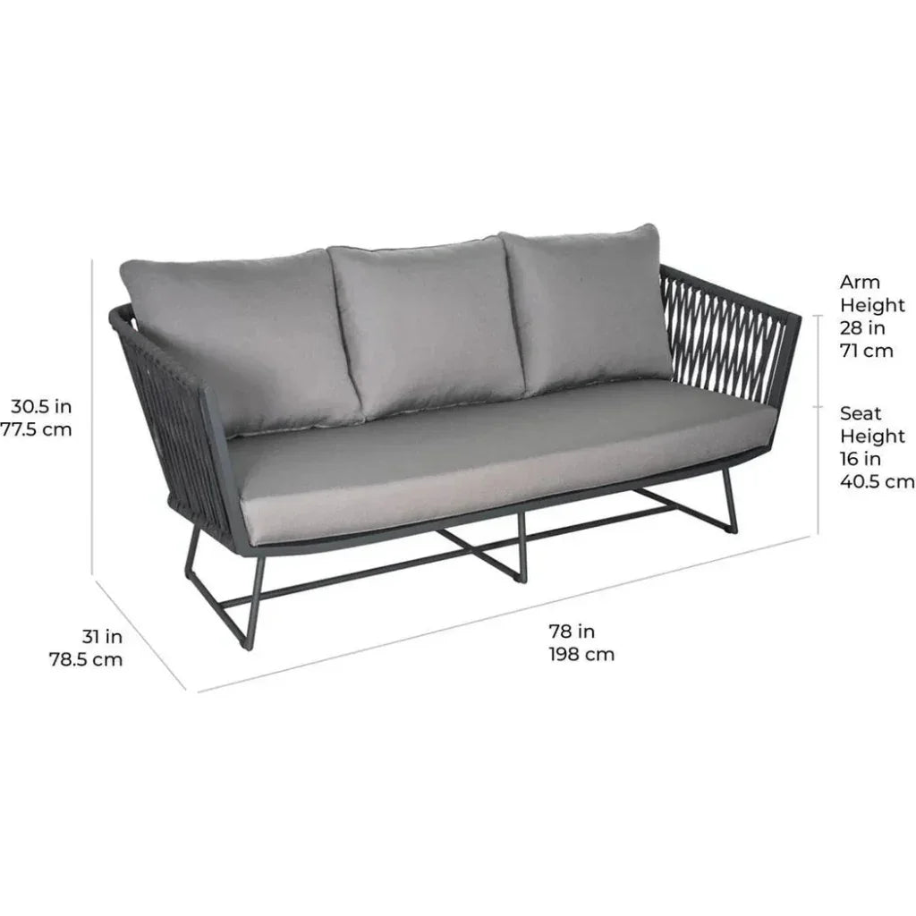 Orion 3 Seat Sofa - Dark Pebble Outdoor - LOOMLAN - Seasonal Living - Outdoor Sofas & Loveseats