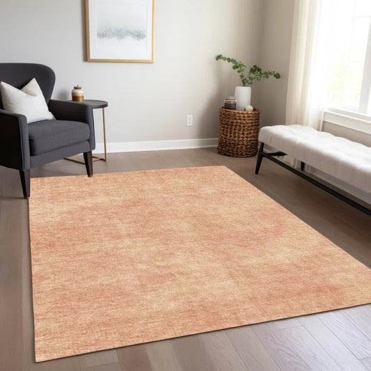 Orlena Peach Washable Indoor-Outdoor Rug-Outdoor Rugs-LOOMLAN Rugs-LOOMLAN