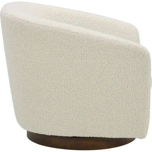 Oscy Vegan Shearling White Swivel Accent Chair - LOOMLAN - Moe's Home - Club Chairs
