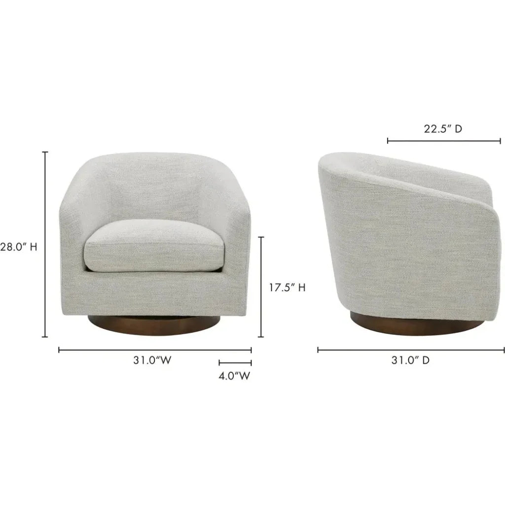 Oscy White Swivel Accent Chair - LOOMLAN - Moe's Home - Club Chairs