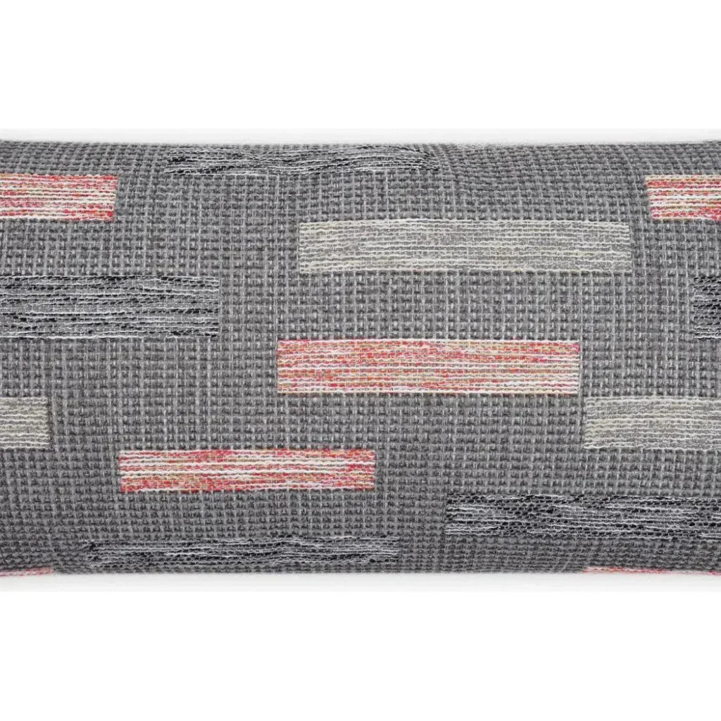 Outdoor Blockweave Lumbar Pillow - Coral-Outdoor Pillows-D.V. Kap-LOOMLAN