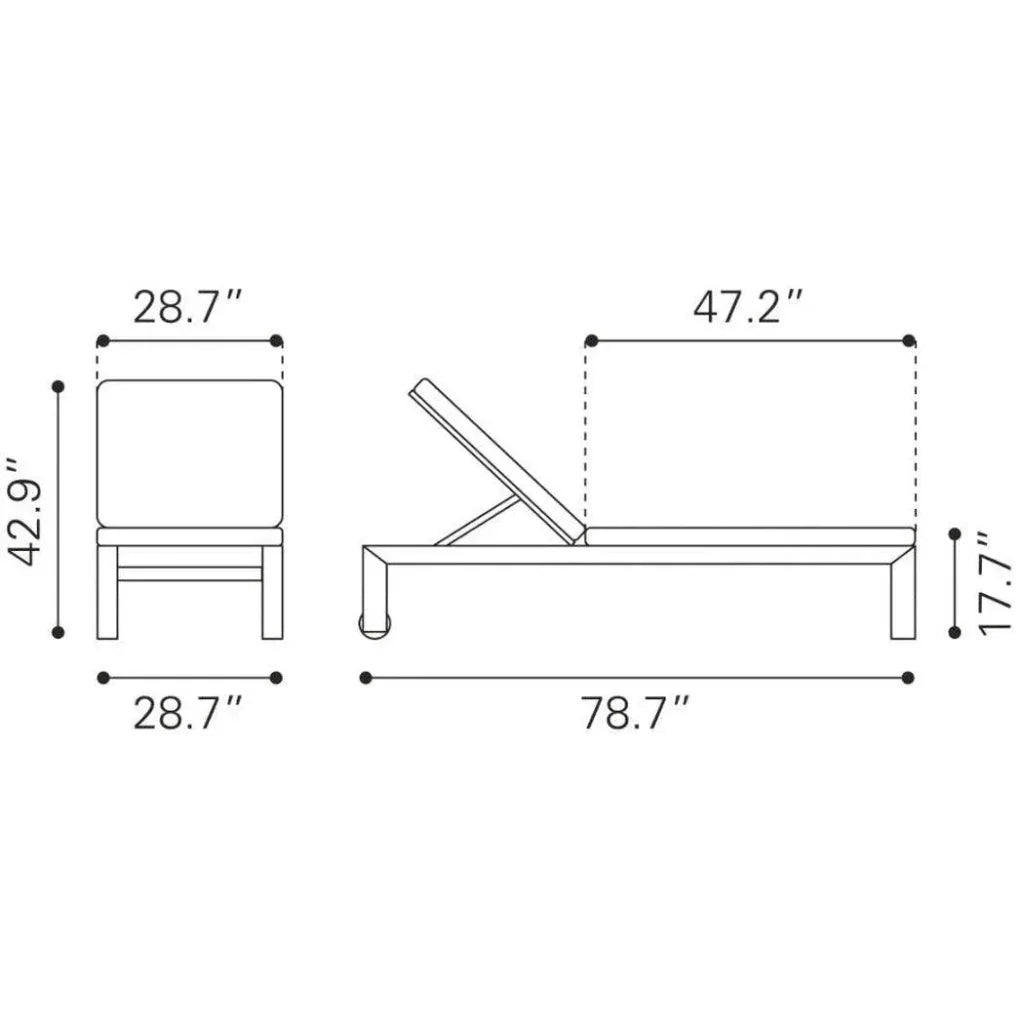 Outdoor Chaise Lounge Aluminum Water Resistant Olefin-Outdoor Chaises-Zuo Modern-LOOMLAN