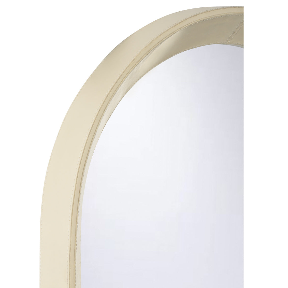 Oval Leather Warp Frame Wall Mirror