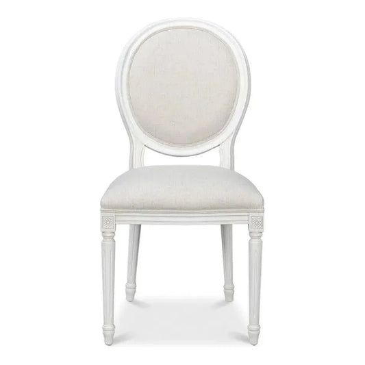 Oval Wood White Armless Side Chair 2PC - LOOMLAN - Sarreid - Accent Chairs