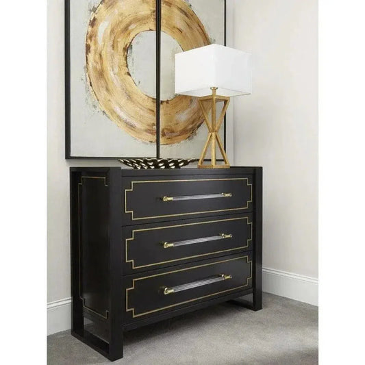 Oversized Black & Gold Modern Accent Cabinet - LOOMLAN - Bassett Mirror - Accent Cabinets