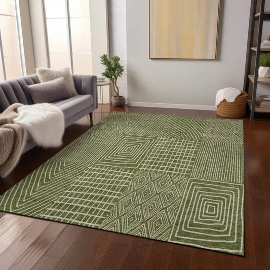 Owen Olive Washable Indoor-Outdoor Rug-Outdoor Rugs-LOOMLAN Rugs-LOOMLAN