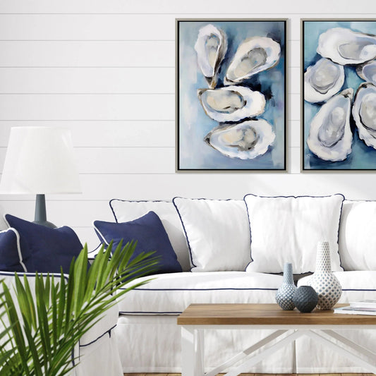 Oysters Silver Floater Frame Canvas Art
