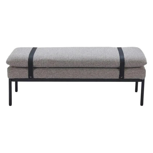 Padd Wood and Steel Grey Bench - LOOMLAN - Zuo Modern - Bedroom Benches