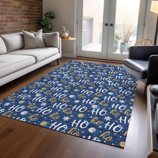 Paelien Blue Washable Indoor-Outdoor Rug
