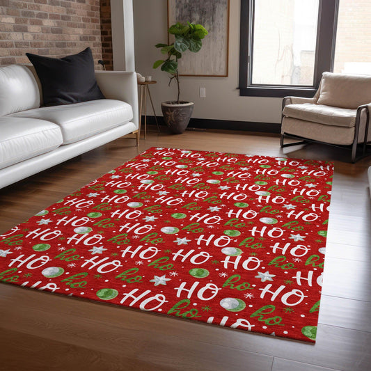 Paelien Red Washable Indoor-Outdoor Rug