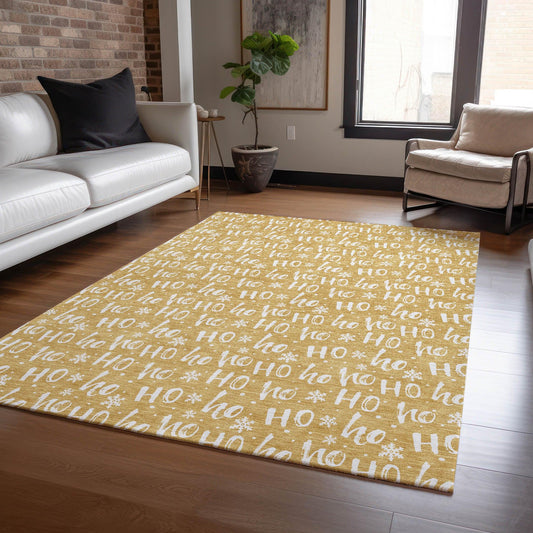 Paelon Gold Washable Indoor-Outdoor Rug