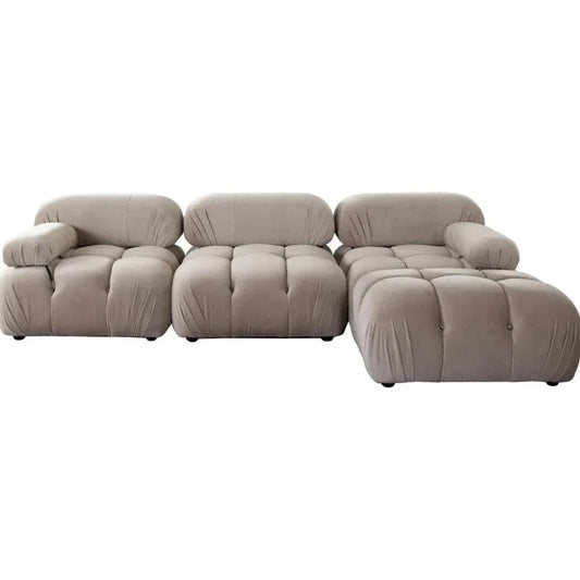 Paloma 4PC Reversible Chaise Sectional Mink Tan Velvet - LOOMLAN - Diamond Sofa - Sectionals