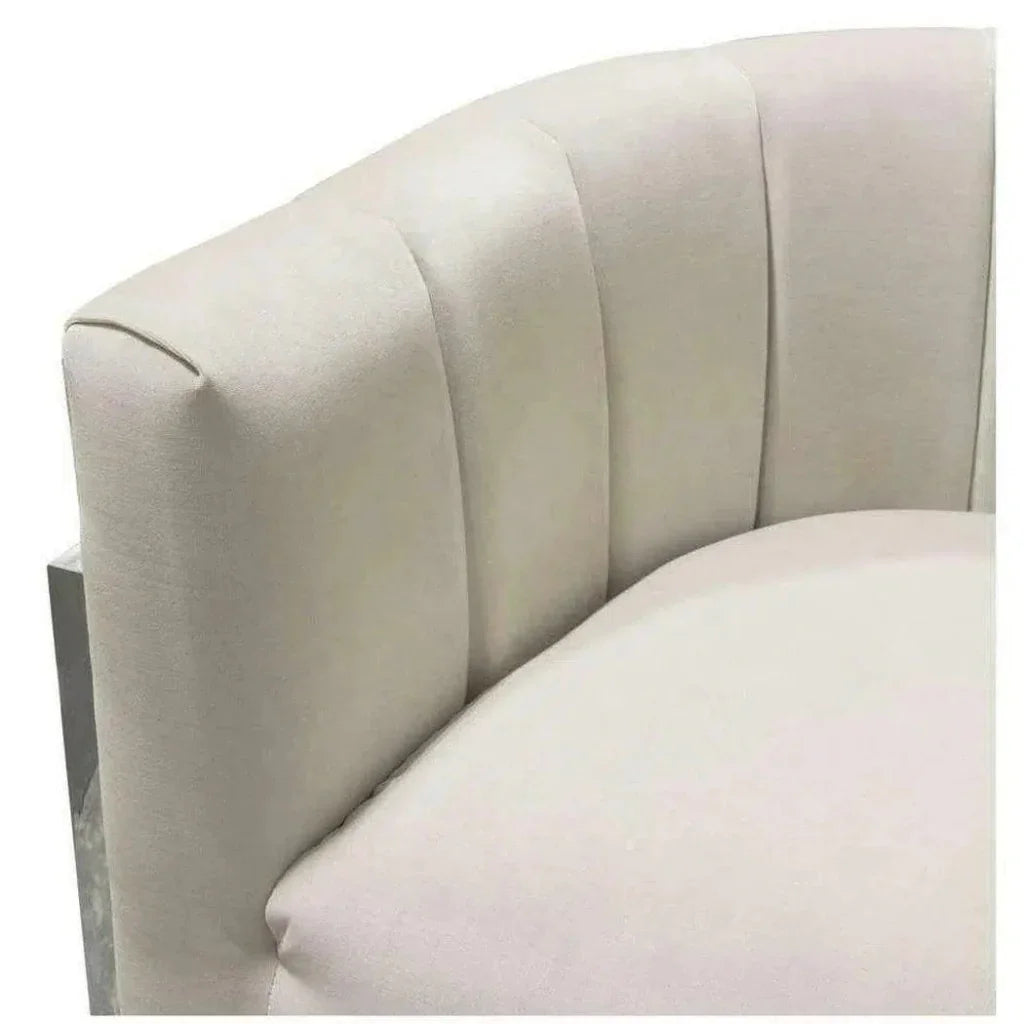 Pandora Cream Velvet Bucket Chair Silver Stainless - LOOMLAN - Diamond Sofa - Club Chairs