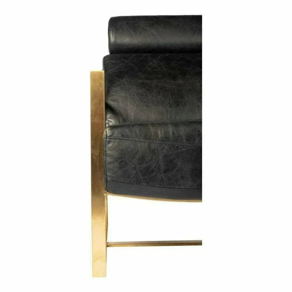 Paradiso Black Leather Slipper Chair Gold - LOOMLAN - Moe's Home - Accent Chairs