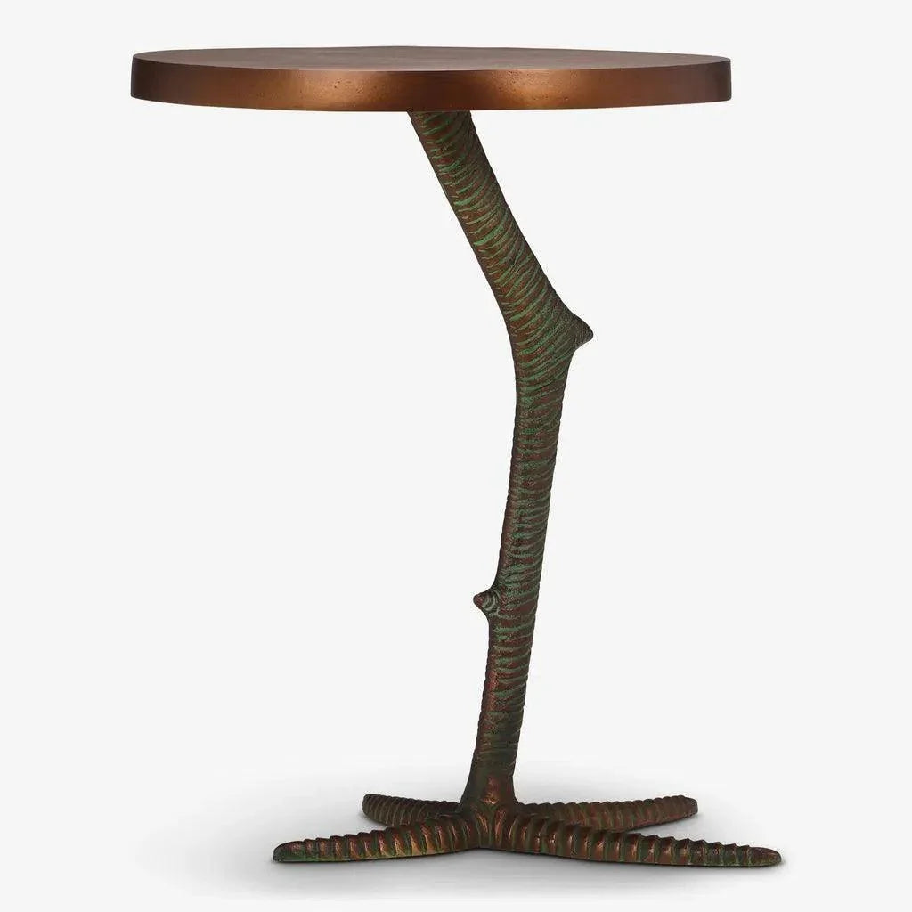 Pavo Reclaimed Aluminum Round End Table - LOOMLAN - Urbia - Side Tables