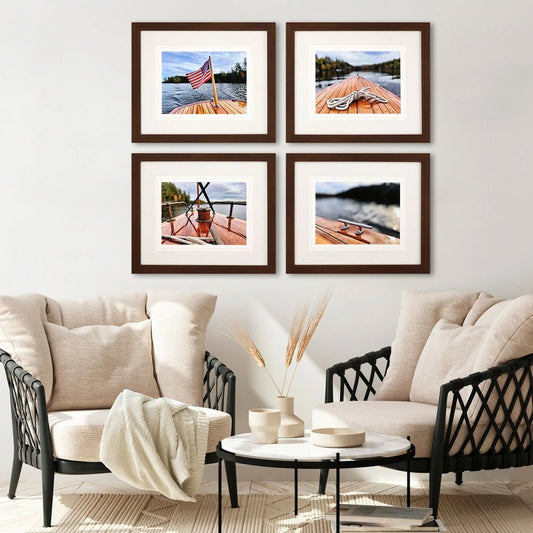 Peaceful Lake Brown Framed Wall Art 4PC