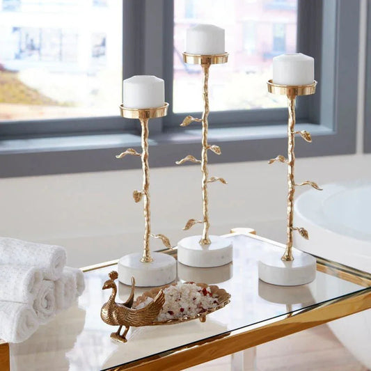 Peacock Dish Gold Accent Piece Sculpture - LOOMLAN - Wildwood - Statues & Sculptures