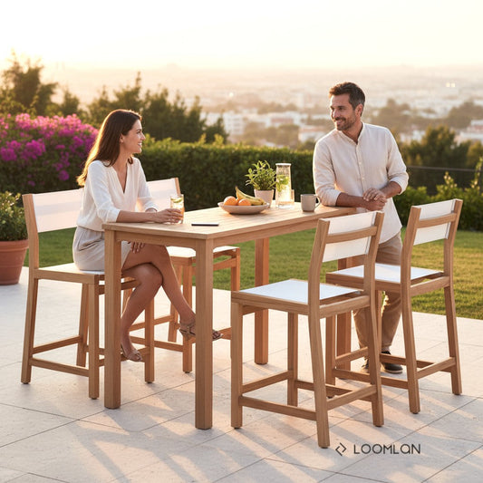 Pearl Teak Patio Counter Height Dining Set 5PC