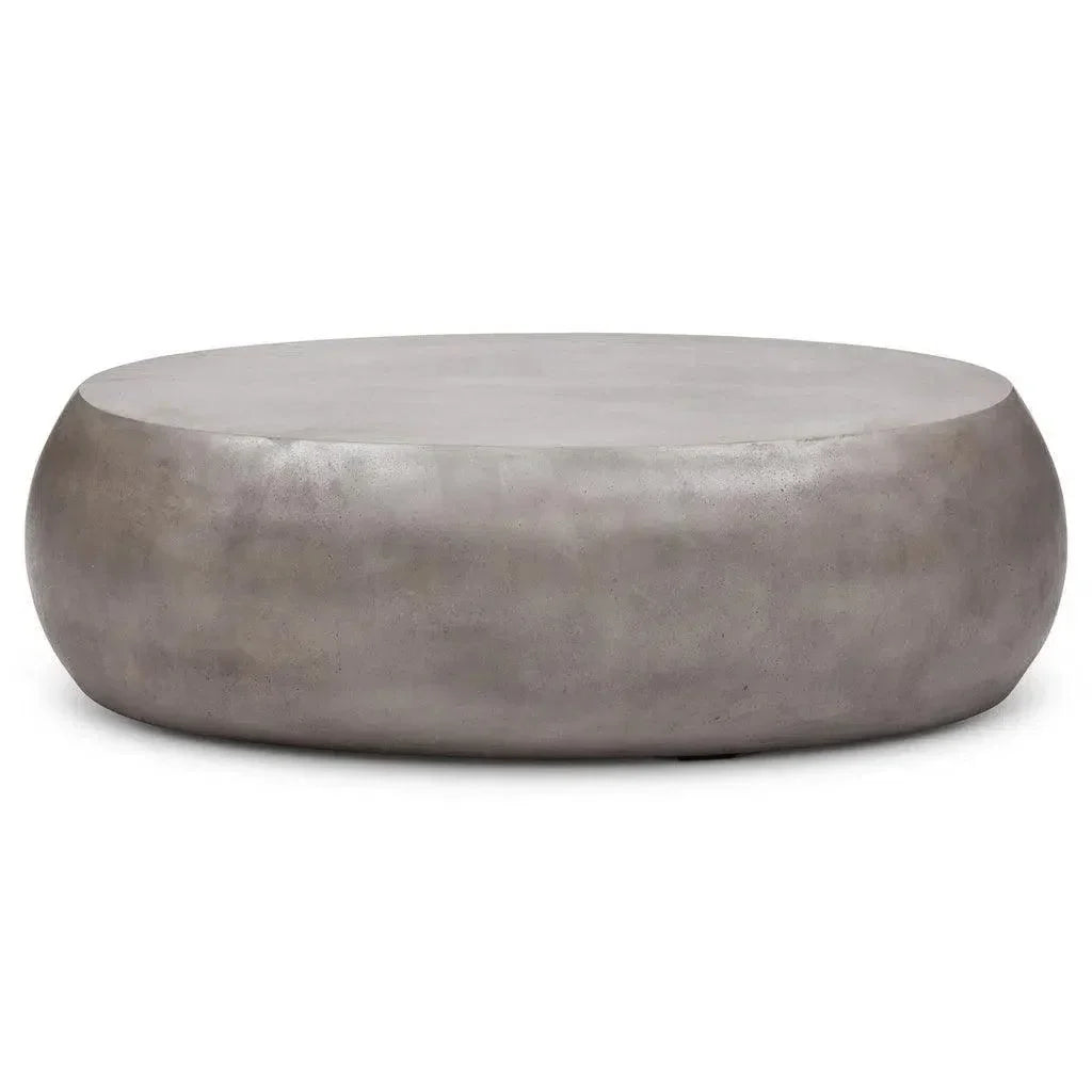 Pebble Fiber Reinforced Concrete Oval Coffee Table-Outdoor Coffee Tables-Urbia-LOOMLAN