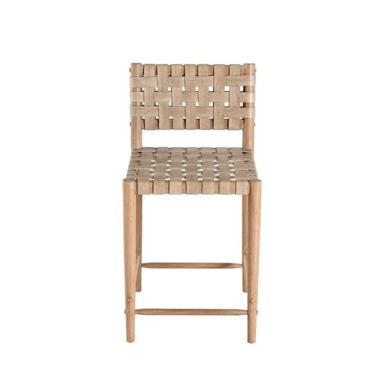 Perry Woven Leather Counter Stool - LOOMLAN - Peninsula Home - Poufs and Stools
