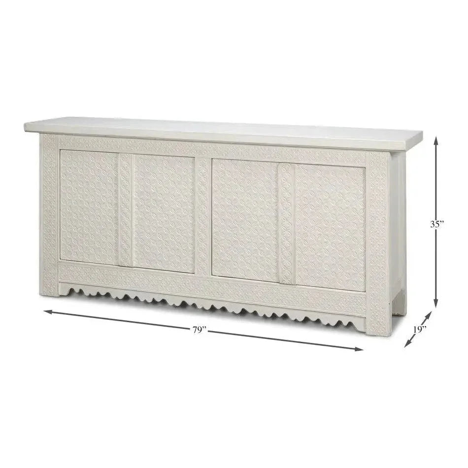 Persian Sideboard Antique White Cabinet For Living Room - LOOMLAN - Sarreid - Sideboards