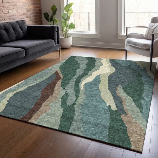 Petala Sage Washable Indoor-Outdoor Rug-Outdoor Rugs-LOOMLAN Rugs-LOOMLAN