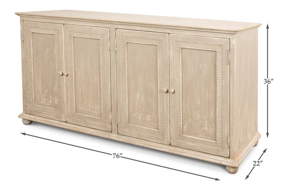 Pie Crust Four Door Wood Sideboard - LOOMLAN - Sarreid - Sideboards