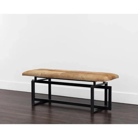 Pilar Cowhide Transitional Backless Bench - LOOMLAN - SUNPAN - Bedroom Benches