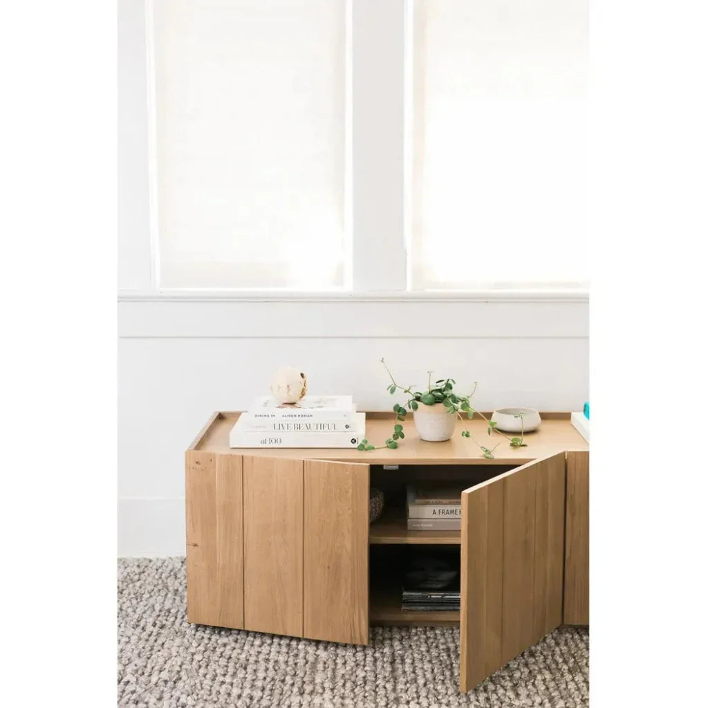 Plank Natural Wood Media Cabinet - LOOMLAN - Moe's Home - TV Stands & Media Centers