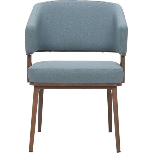 Poise Wood & Steel Blue Dining Arm Chair 2PC - LOOMLAN - Zuo Modern - Dining Chairs