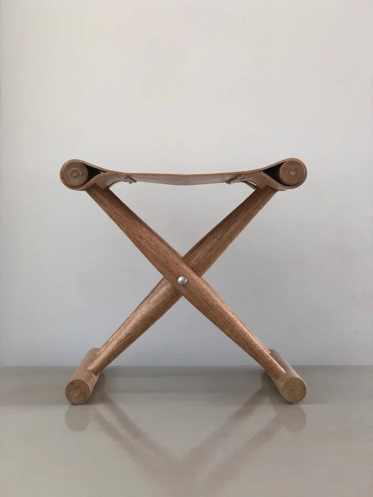 Polo X Shape Leather Stool - LOOMLAN - Peninsula Home - Poufs and Stools