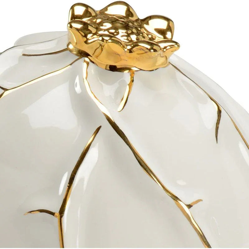 Pomegranate White Gold Accents Sculpture - LOOMLAN - Chelsea House - Statues & Sculptures