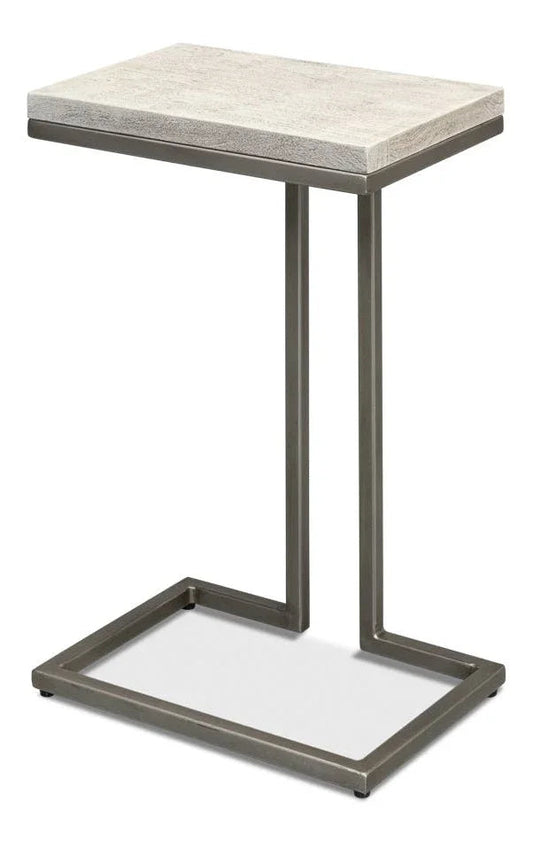 Ponie Iron Framed Rectangular End Table - LOOMLAN - Sarreid - Side Tables