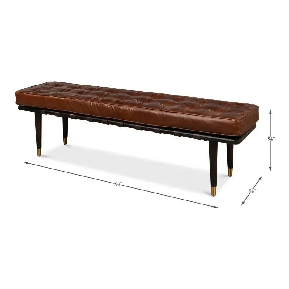 Prince Albert Bench Natural Leather - LOOMLAN - Sarreid - Bedroom Benches