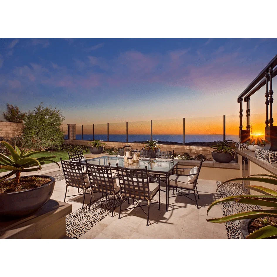 Provence Glass Top Outdoor Dining Table-Outdoor Dining Tables-Sunset West-LOOMLAN